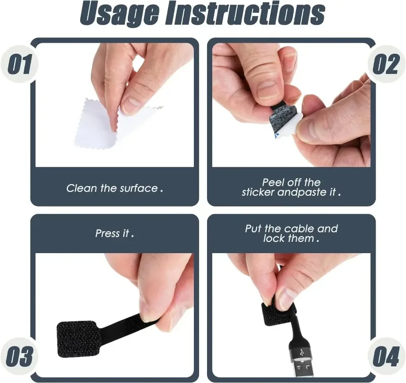 Bridas de velcro reutilizables – Organizador ajustable para cables de escritorio - imagen 5