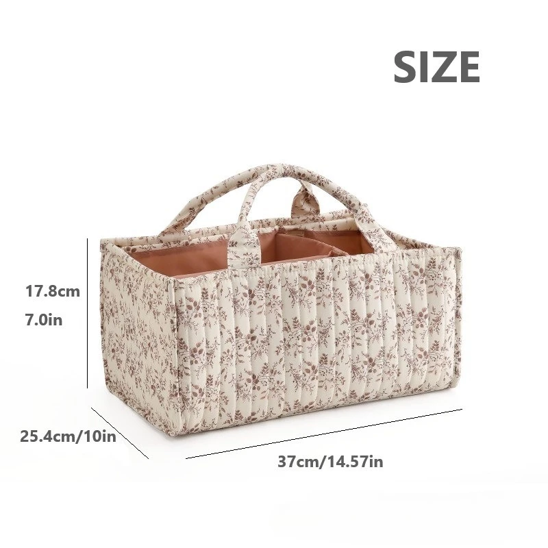 Bolsa de pañales para bebé con estampado Floral, organizador de pañales, bolsa de mamá de gran capacidad, artículos para bebé, bolsa de almacenamiento de juguetes, bolso de viaje para mamá - imagen 5