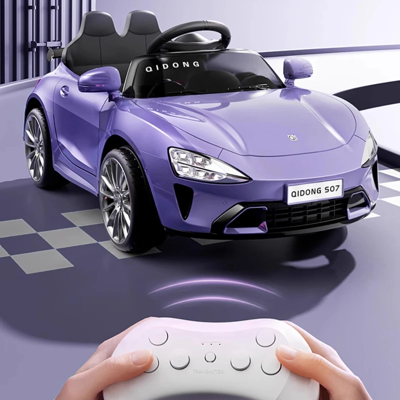 Kids Electric Car 4 Wheels Ride-On Toy with Remote Control Rechargeable Battery Slow Start Design Multi-Function Racing Vehicle