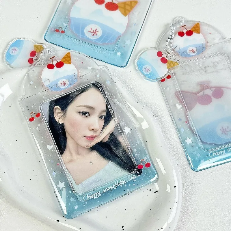 Marcos de fotos de PVC con batido alegre de verano con cadena, bonito soporte para sesión fotográfica de helado para tarjeta Kpop de 3 pulgadas - imagen 4