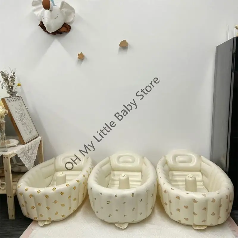 Bañera inflable para recién nacido M76C 35 pulgadas, bañera portátil para bebé con estampado Unisex, piscina viaje - imagen 5