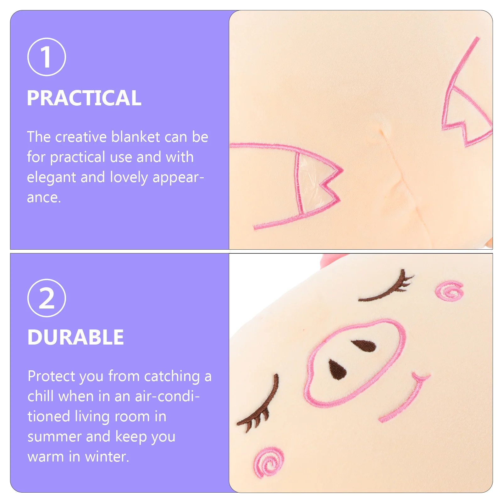 Manta de almohada refrescante de verano, funda de almohada de dibujos animados, suministro para dormir en la oficina, manta cálida dos en uno, cojín calentador de manos suave - imagen 2