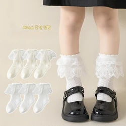 Calcetines de niña de algodón con puntilla estilo princesa para colegio