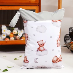 Elinfant 1 bolsas secas húmedas de gran capacidad con 2 bolsillos, bolsa de almacenamiento portátil, bolsas de pañales impermeables multifuncionales