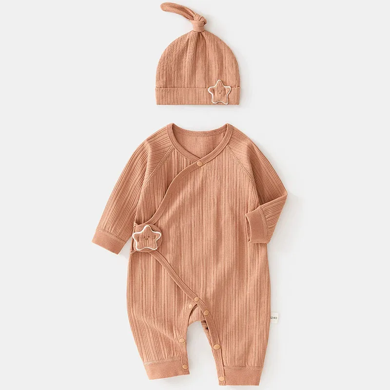 Conjuntos de 2 piezas de ropa para niño y niña, monos de manga larga de algodón con dibujos animados + sombrero, peleles para bebé, artículos para recién nacidos B248 - imagen 2