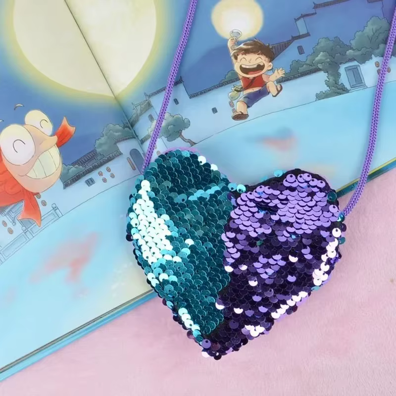 Bolso de bebé con lentejuelas corazón de princesa brillante - imagen 4