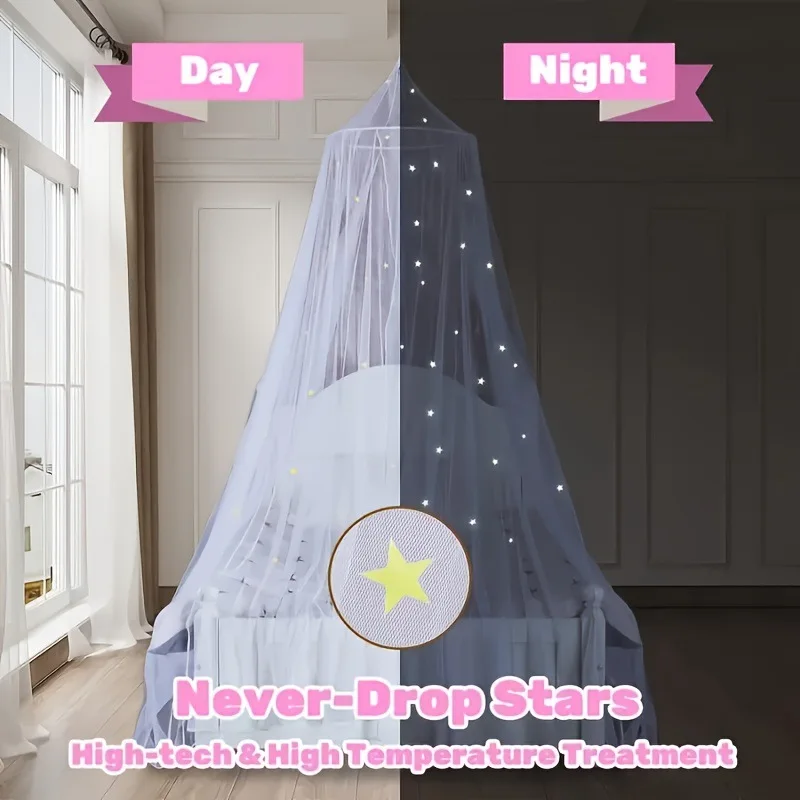 Mosquitera luminosa infantil con estrellas – Dosel plegable - imagen 3