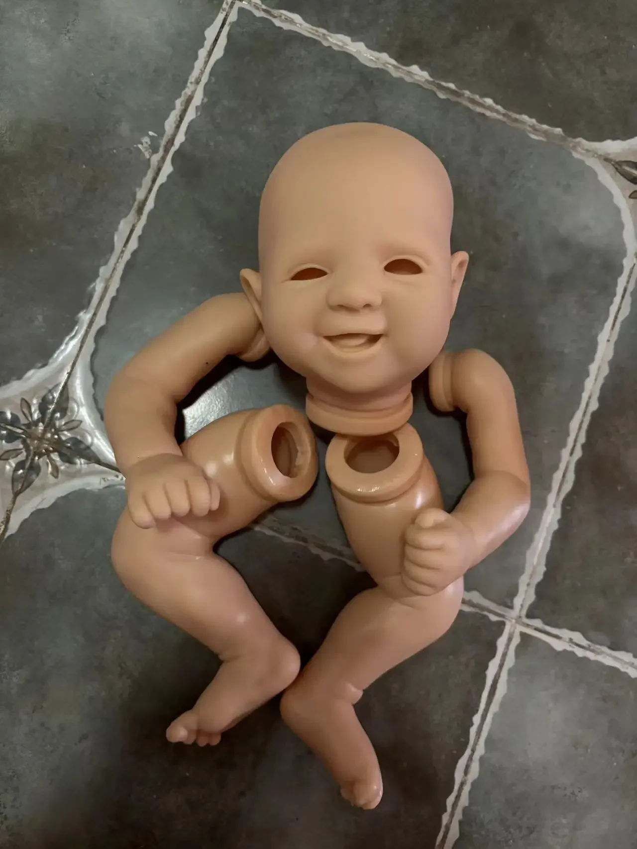NPK-piezas de muñeca sin pintar, alta cantidad, 20 pulgadas, con cuerpo de tela, Kit de muñeca Reborn, McKinli, lindo bebé sonriente - imagen 2