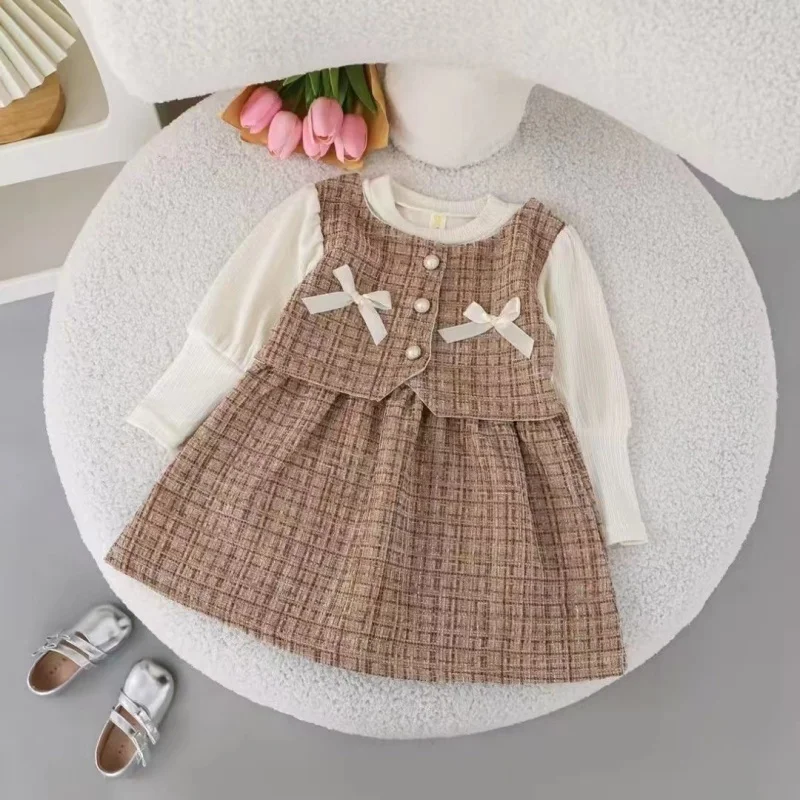 Vestidos para bebés y niñas, ropa elegante rosa para niños, ropa de princesa de manga larga para primavera y otoño, ropa para fiesta de 1er cumpleaños - imagen 3