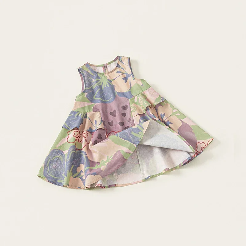 MILANCEL nuevo vestido estampado de verano para niñas vestido bonito sin mangas multicolor 1-7T ropa fina suelta para niños - imagen 2