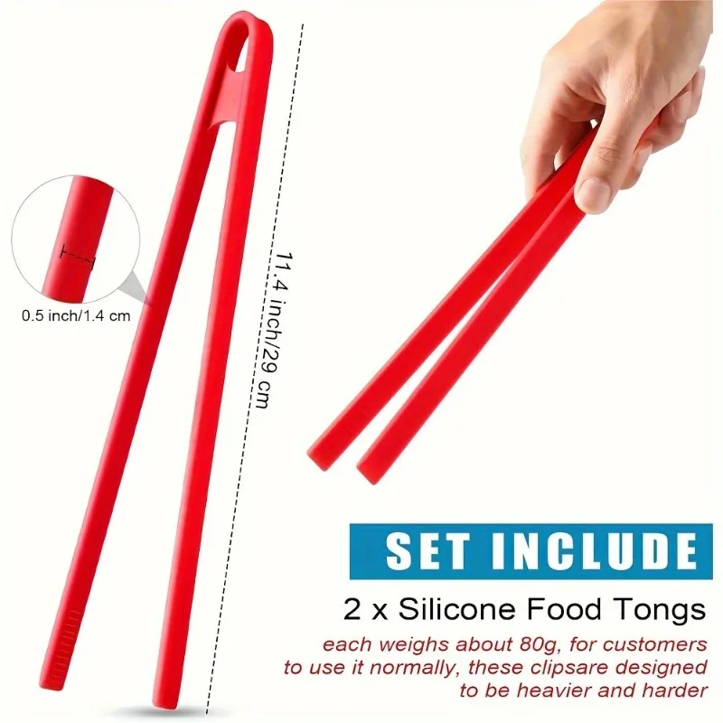 Pinzas de cocina de silicona, utensilios antideslizantes para ensalada, barbacoa, Chef Bar, 1 ud. - imagen 3