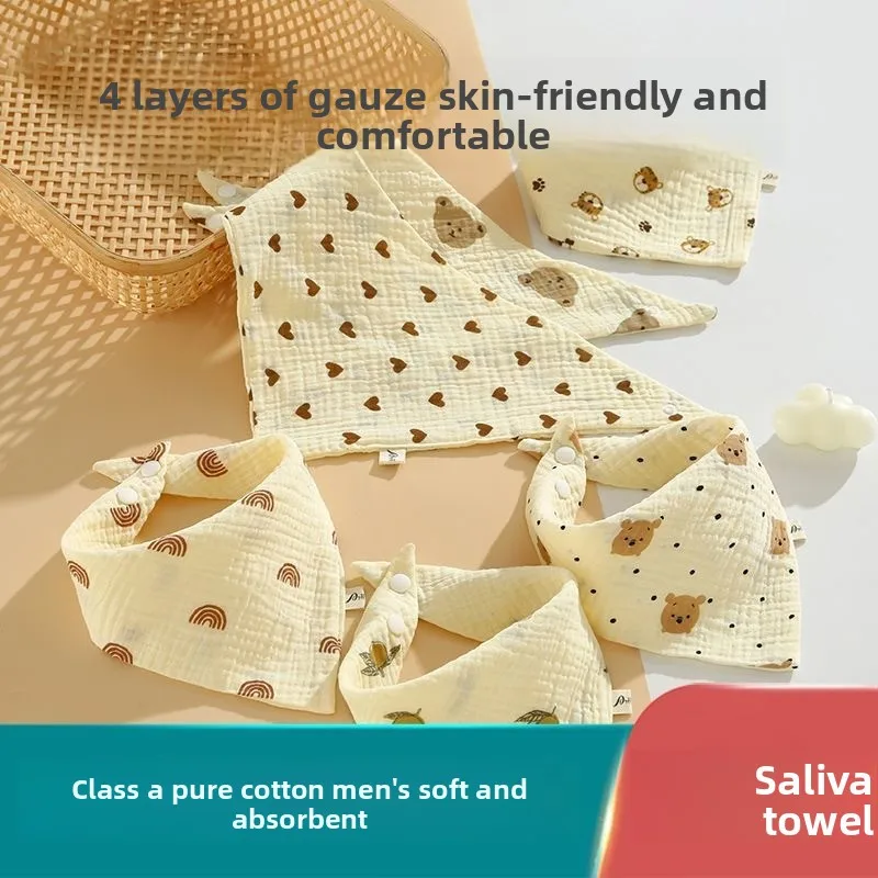 Toalla de saliva para bebé, babero para recién nacido de cuatro capas de algodón puro, toalla triangular de leche antiescupir, babero fino de pétalos para bebé de primavera y verano - imagen 3