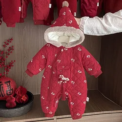 Mono de punto con capucha niña – Lana cálida estampado caballos
