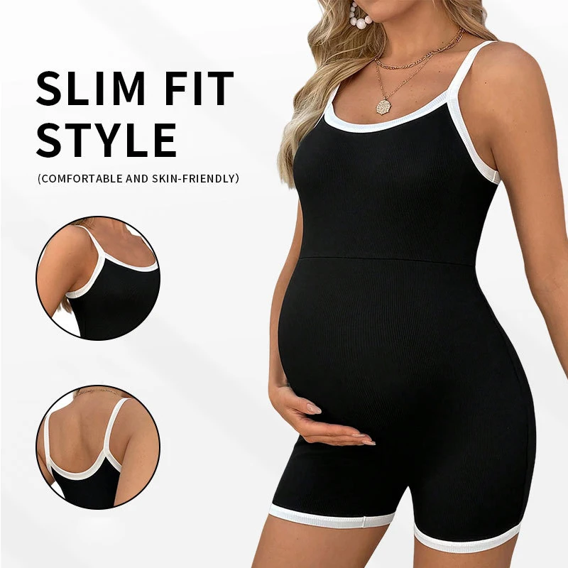 Venta al por mayor, nueva moda, ropa para mujeres embarazadas, pantalones cortos sin mangas de verano, monos deportivos de Color sólido para Yoga y maternidad - imagen 2