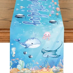 Camino de mesa animales marinos para fiestas infantiles y cumpleaños