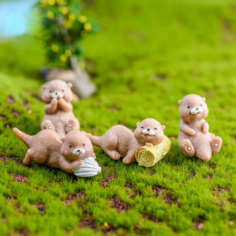 4 Uds nueva estatuilla de nutria DIY paisaje hogar Kawaii decoración de la habitación casa de muñecas miniatura Hada jardín decoración accesorios modernos - imagen 4