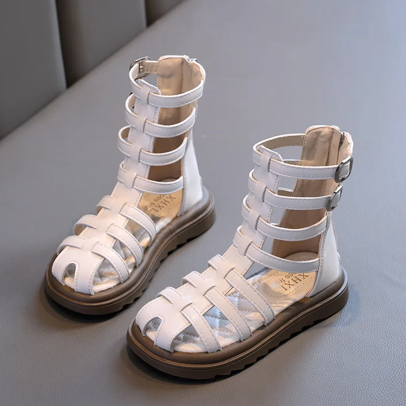 Sandalias planas infantiles con tiras estilo romano para niñas - imagen 5