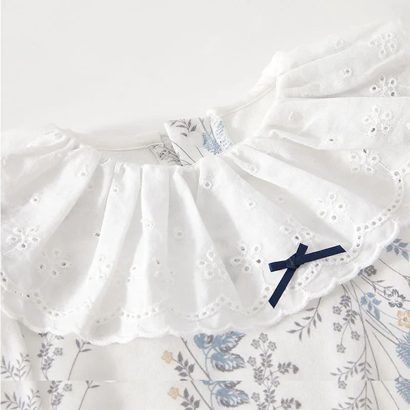 Ropa de primavera y otoño para niña de 0 a 6 meses, monos de manga larga con estampado de flores y cuello de muñeca, moda coreana, artículos para recién nacidos B104 - imagen 3