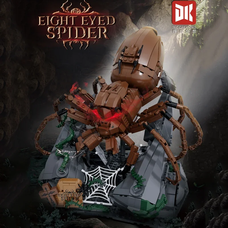 Bloques de construcción de araña y lobo de ojos rojos, modelos clásicos de animales del bosque, decoración de escritorio, juguetes para niños, regalos de vacaciones, 845 Uds. - imagen 2