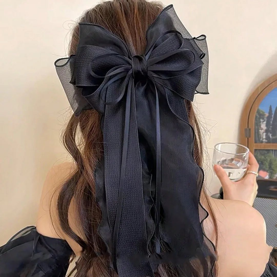Pasador de pelo con lazo encaje largo para niña – Estilo elegante - imagen 2