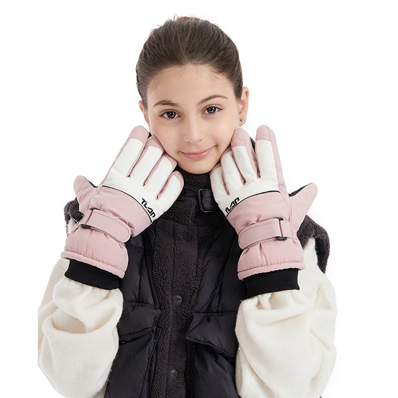 Guantes de esquí impermeables infantiles con calidez y buen agarre