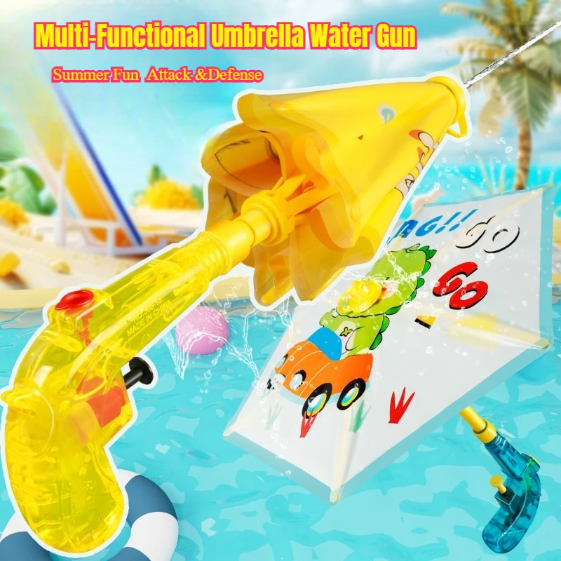 Pistola de agua con paraguas con funciones de ataque de defensa, juguete de batalla seguro para niños, Fiesta EN LA Piscina en la playa, tirador de agua de dibujos animados de verano