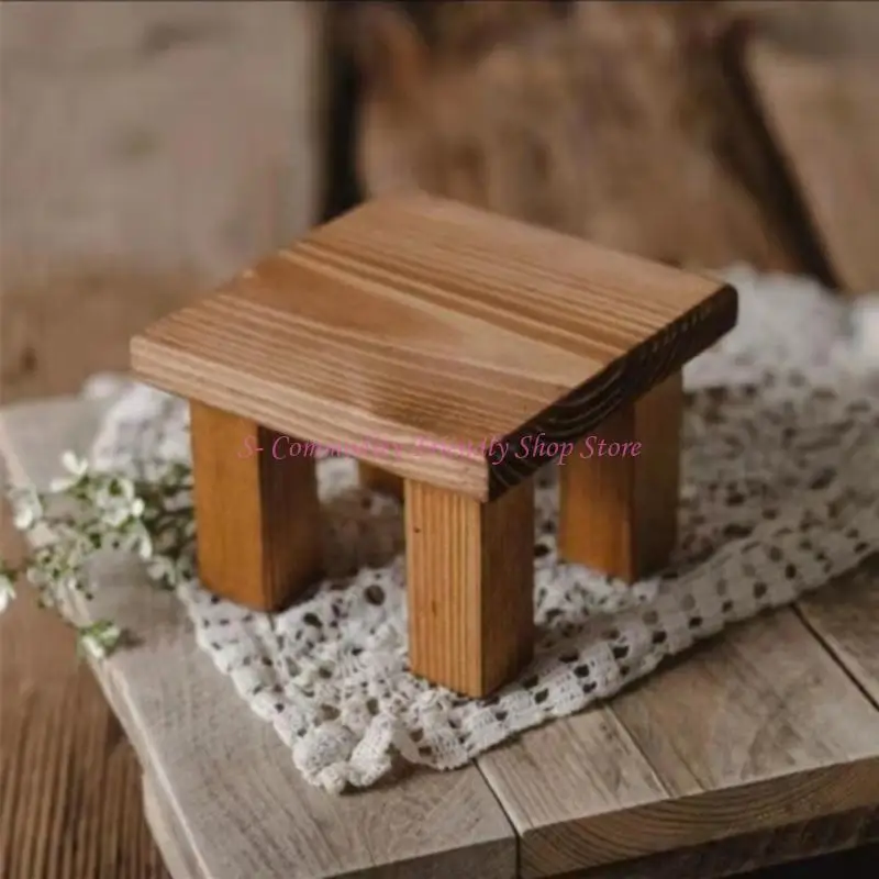 Mesa de madera artesanal para sesión de fotos de recién nacidos - imagen 4