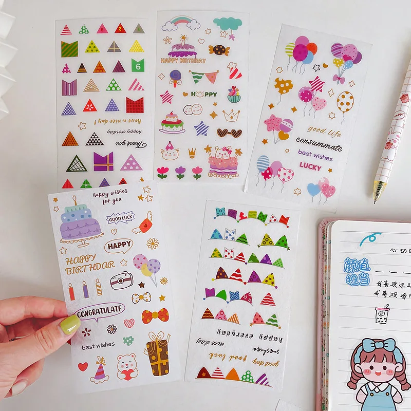 6 unids/pack pegatinas de papelería para iniciar papel redondo de cumpleaños pegatinas Kawaii pegatinas de planificador de regreso a la escuela - imagen 4