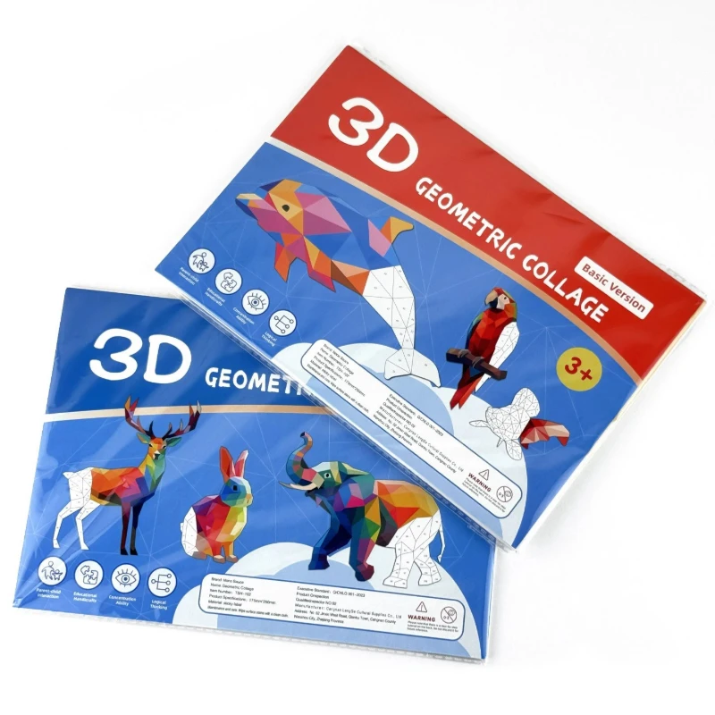 Libro pegatinas geométricas 3D animales – Juguete educativo niños - imagen 2