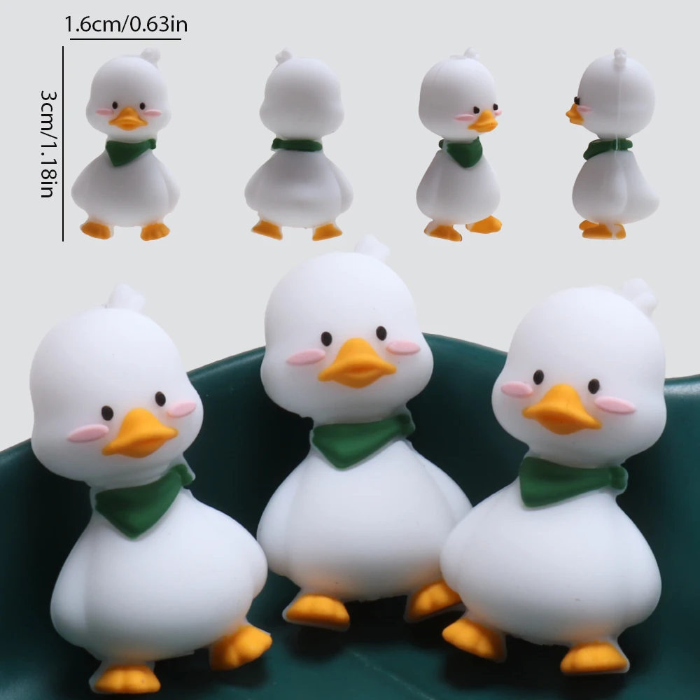 Cuentas de silicona 4 Uds. Cuentas focales de pato blanco 3D para bolígrafos, llavero, suministros de colgantes para teléfono, pulseras con cuentas, dijes para bolso - imagen 4