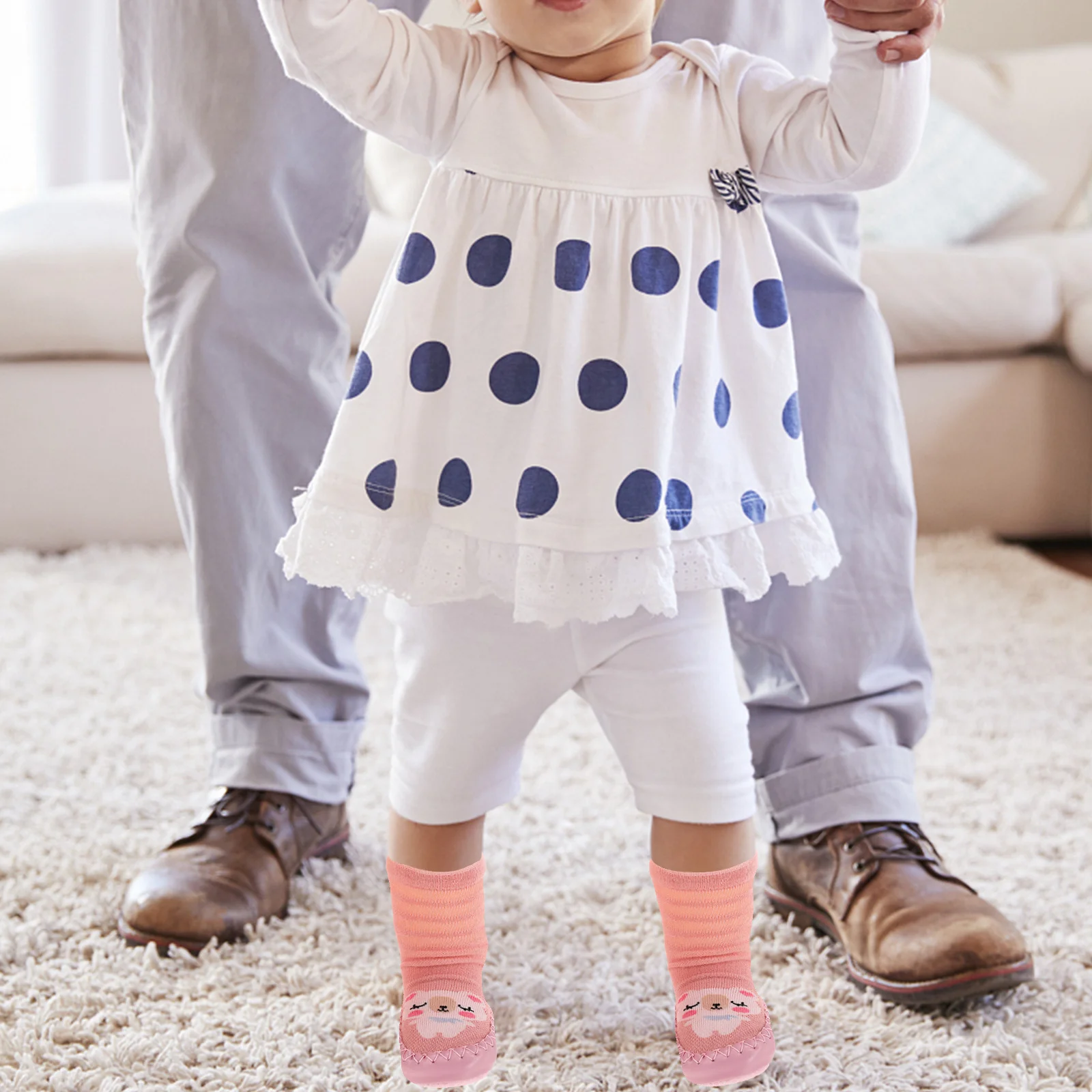 1 par de calcetines antideslizantes para caminar para bebés, zapatos de entrenamiento infantil de suela suave de malla, calcetines antideslizantes para suelo interior para niños pequeños y niñas - imagen 5