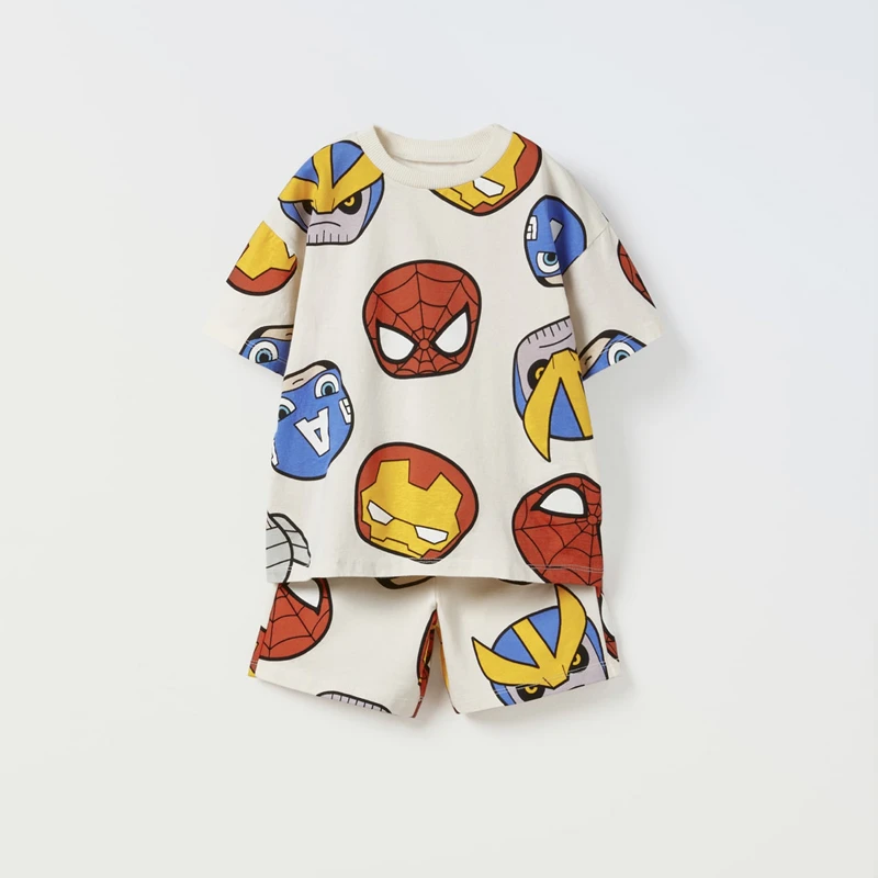 Conjunto de 2 piezas de pantalones cortos de manga corta para niños, trajes de León de dibujos animados, camiseta informal de moda + Pantalones cortos, ropa de verano para niños, nuevas chándales informales - imagen 3