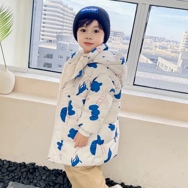 Chaqueta acolchada con capucha de algodón suave infantil