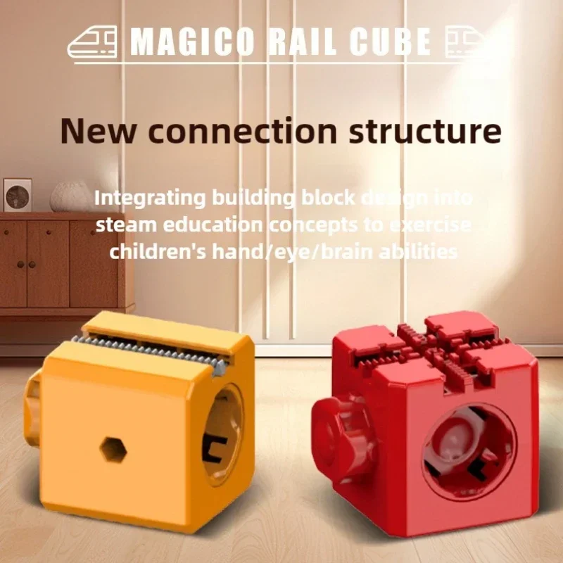 Juguetes de cubo de coche de carril magnético para niños, juguete educativo, bloques de construcción DIY, tren de pista mágica, laberinto de gravedad, juguete, regalos de navidad - imagen 5