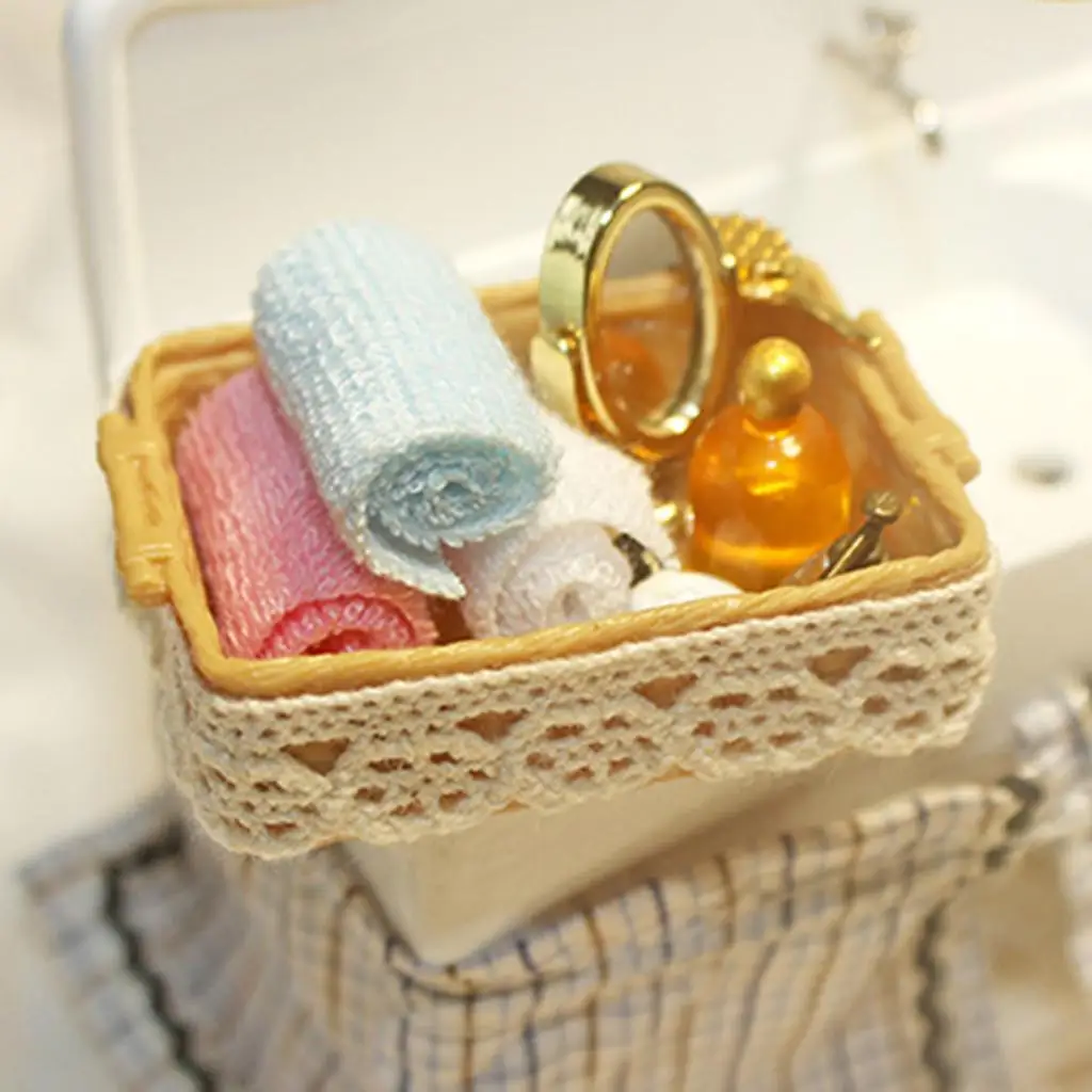 1/12 Dollhosue Dollhouse Bathroom Mini Basket Dollhouse Kids Pretend Toy Gifts 1/12 Dollhosue Dollhouse Bathroom Mini Basket Dollhouse Kids Pretend Toy Gifts