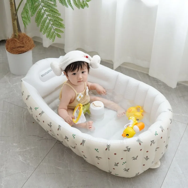 Bañera inflable Ins para niños, baño inflable Manual de dibujos animados para bebés, piscina interior para niños, productos de ducha portátiles para recién nacidos
