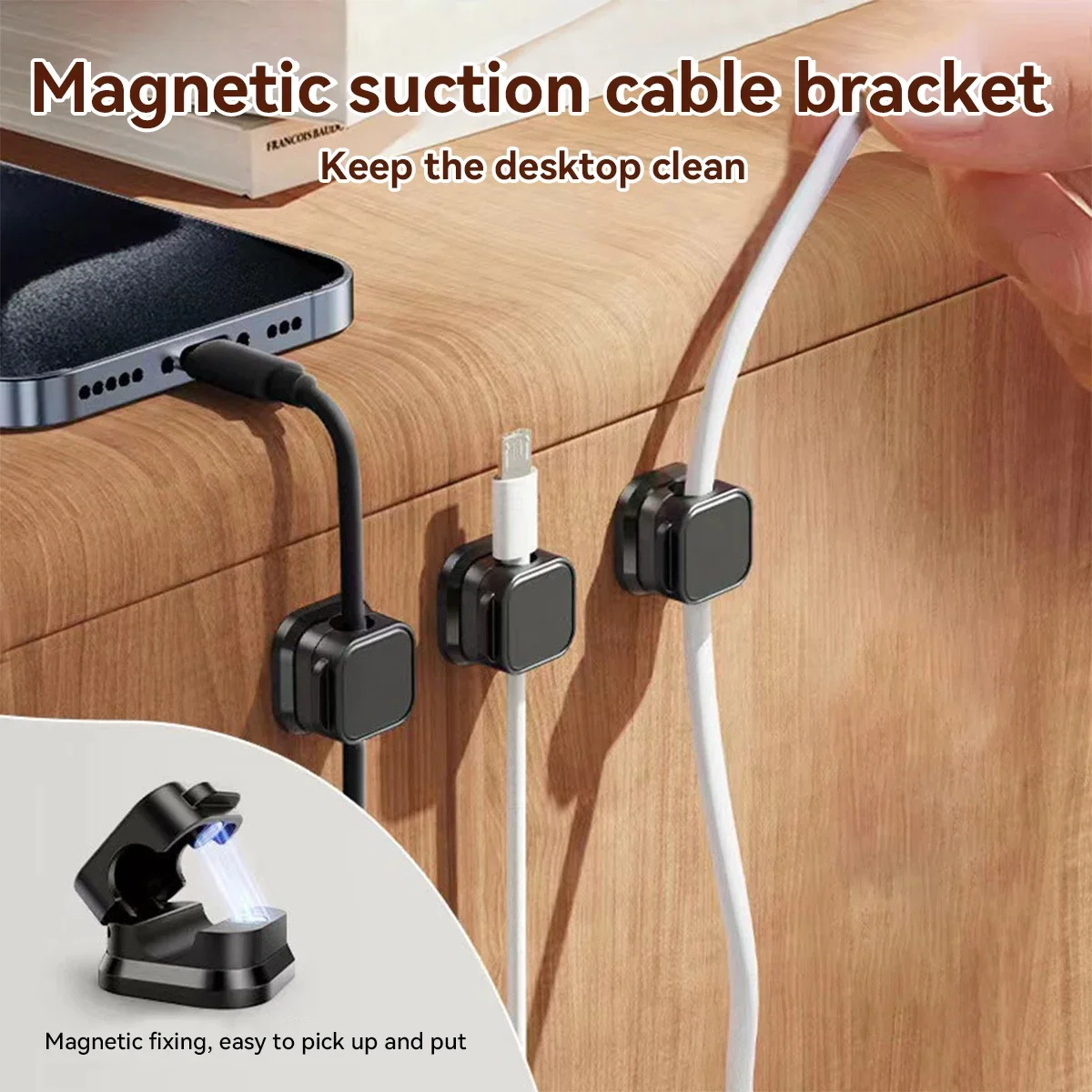 Organizador de cables magnético autoadhesivo para casa - imagen 2