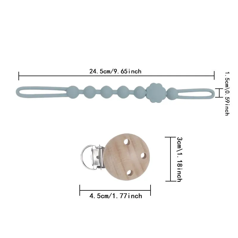 Clip de cadena de chupete de silicona para bebé, soporte de pezones ficticio, Clips sin BPA, cadena de dentición para bebés, regalos de juguete, accesorios para bebés lindos - imagen 4