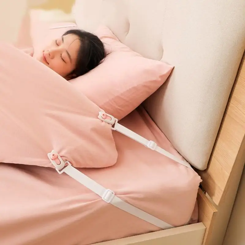 Soportes para sábanas de longitud ajustable, correas con diseño antipatadas, Clips de fijación segura con placa de presión, 2 uds. - imagen 3