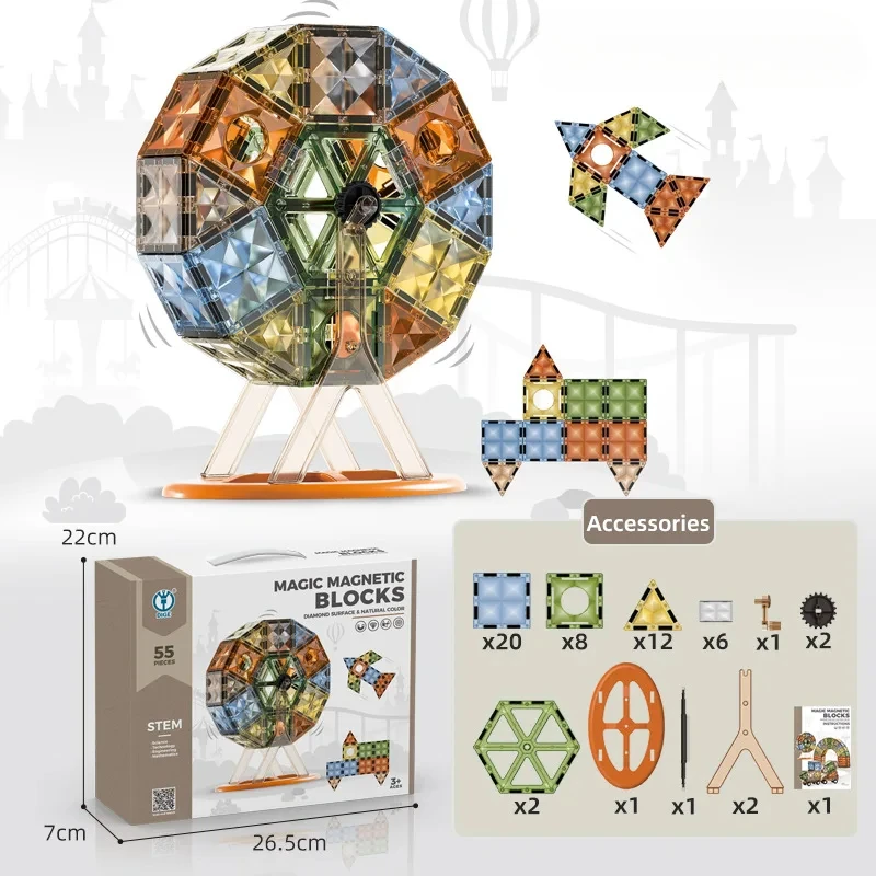 Rompecabezas magnético de Color diamante 4D, bloques de construcción DIY, rompecabezas de regalo para niños y niñas, juguete de experimento científico STEM Montessori