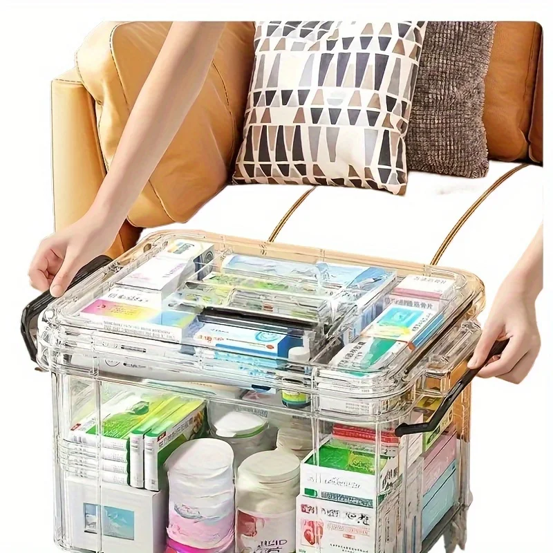 Pastillero transparente multi-niveles – Asa portátil para viajes
