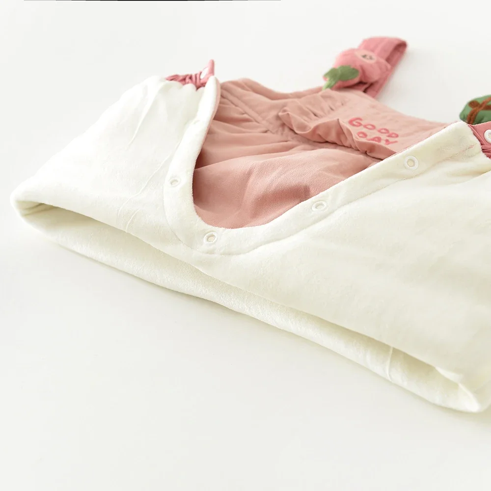 MILANCEL nuevo invierno bebé peleles rosas 6M-3T Linda letra flor niñas conjunto infantil polar acolchado mono suelto para niños pequeños - imagen 5