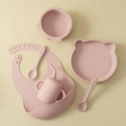 Set alimentación silicona bebé con babero oso