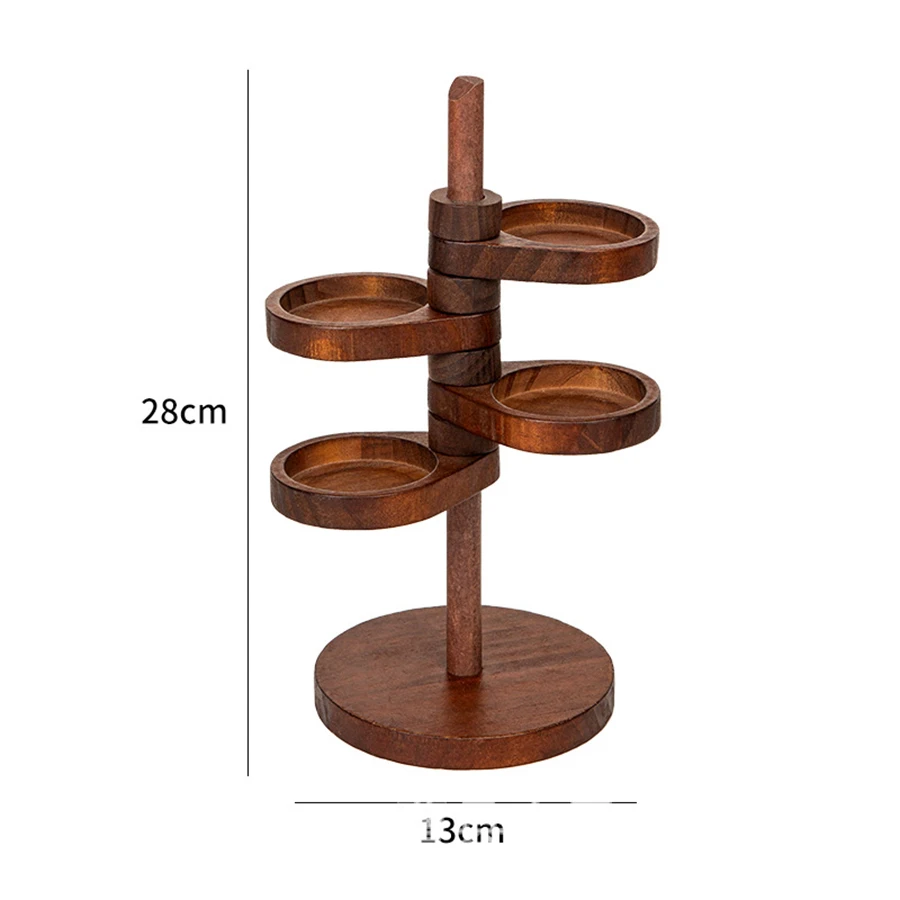 Estante de almacenamiento giratorio multicapa de madera, estante de almacenamiento de llaves para puerta de entrada, caja de almacenamiento de accesorios de escritorio de madera maciza creativa - imagen 5