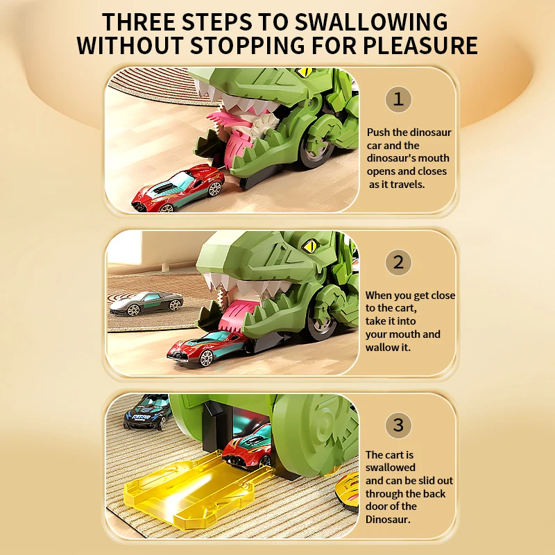 Coche de juguete con pista de dinosaurio para niños, rompecabezas para niño, proyecto Tyrannosaurus Rex, coche para niño de 3 a 6 años, regalo para bebé - imagen 5