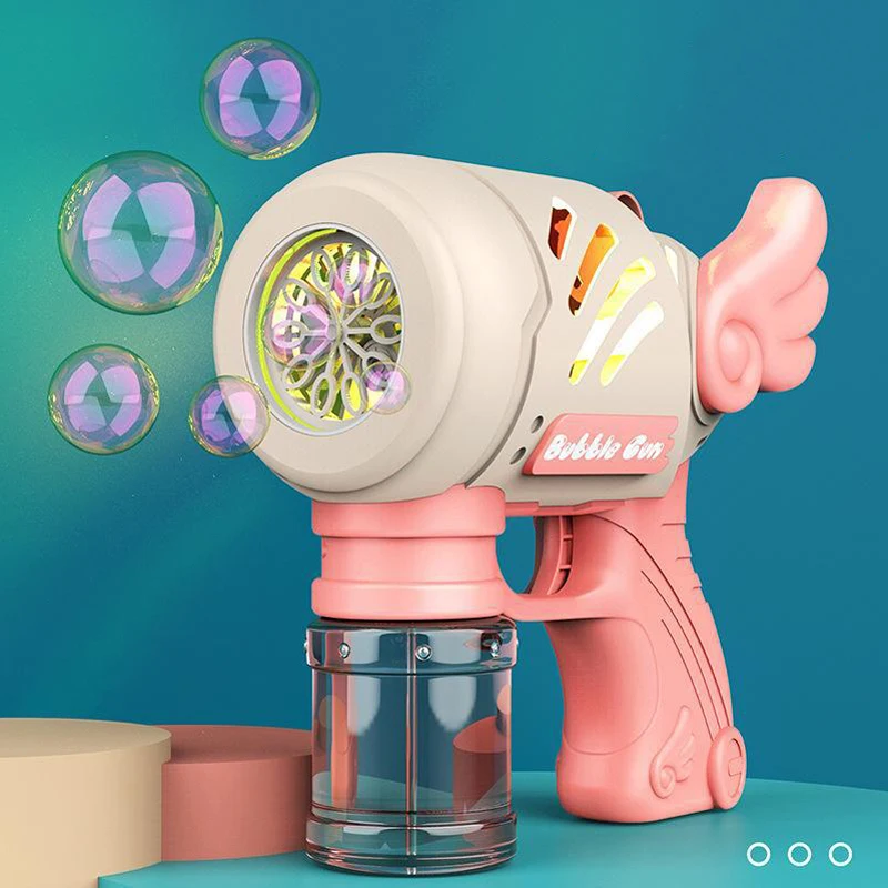 Máquina de burbujas de jabón para niños, juego al aire libre de 10 agujeros, pistola de burbujas automática con juguete ligero, regalos de cumpleaños para niños y niñas - imagen 2