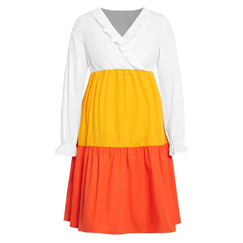 Vestido premamá cuello V manga larga: comodidad para embarazadas - imagen 4