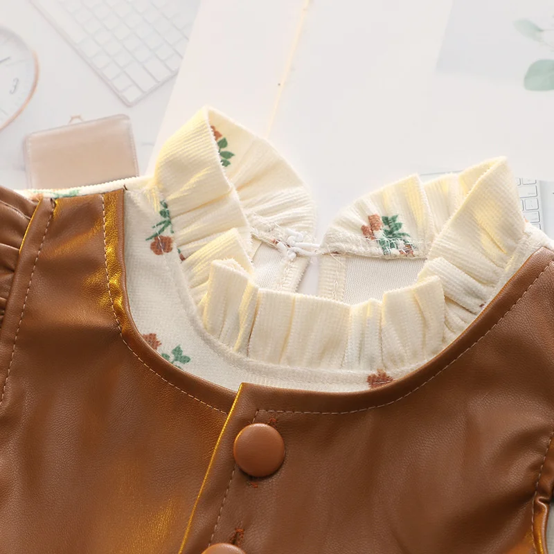 Nuevo vestido para niñas primavera otoño vestidos florales de manga larga traje de bebé vestido - imagen 4