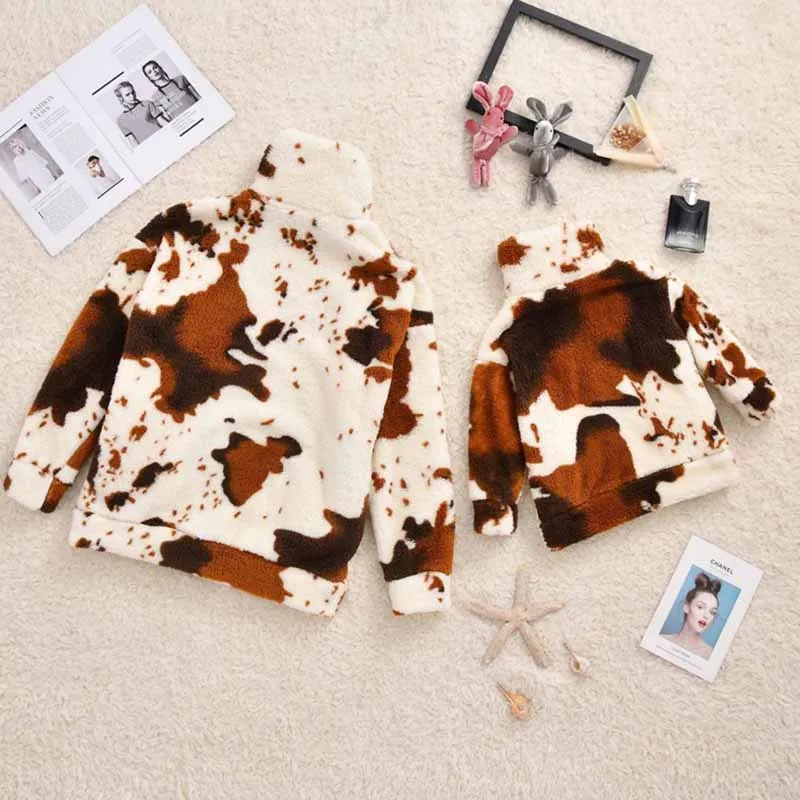 Conjunto familiar de felpa para otoño – Sudaderas y abrigos para padres e hijos - imagen 2