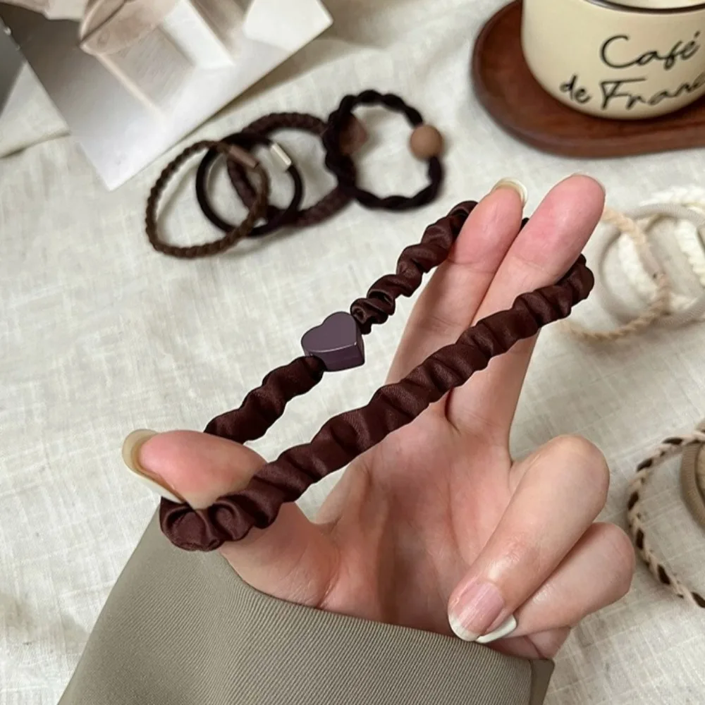 Anillo para el cabello para mujer y niña, accesorios para el cabello, banda de cuero de alta elasticidad, temperamento Simple, cola de caballo alta, durabilidad, nuevo estilo, 5 uds. - imagen 3